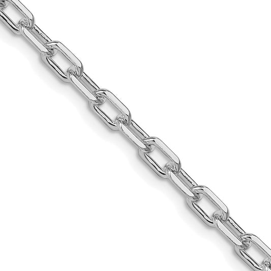Sterling Silver Rhodium-plated 4.5mm Diamond-cut Long Link Cable Chain