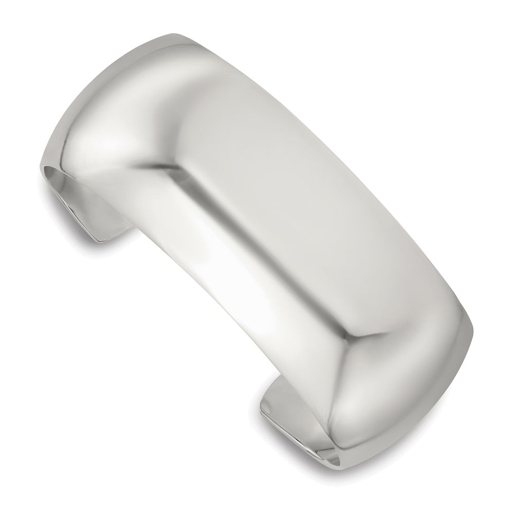 Sterling Silver Polished 25mm Domed Cuff Bangle