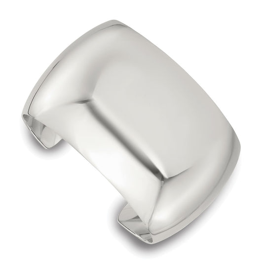 Sterling Silver Polished 40mm Domed Cuff Bangle