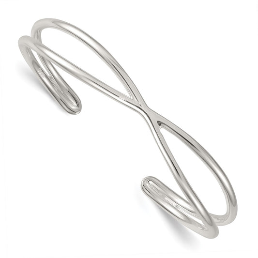 Sterling Silver Polished X Cuff Bangle