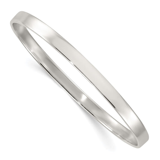 Sterling Silver Polished 5.0mm Flat Slip On Bangle