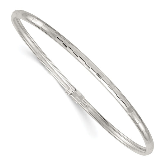 Sterling Silver Polished and Diamond-cut 3.0mm Flexible Bangle