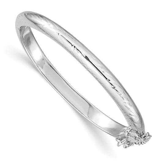 SS RH-plated Polished & D/C 4mm w/ Safety Hinged Children's Bangle