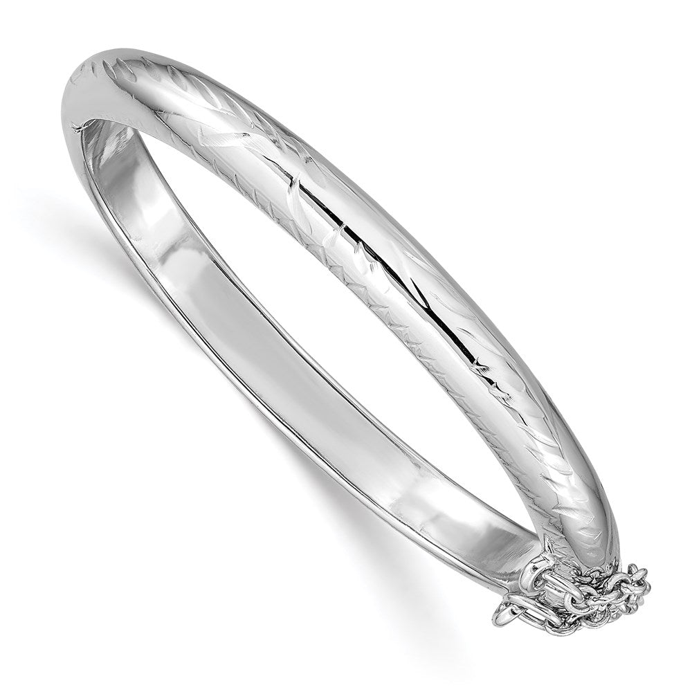 SS RH-plated Polished & D/C 5mm w/ Safety Hinged Children's Bangle