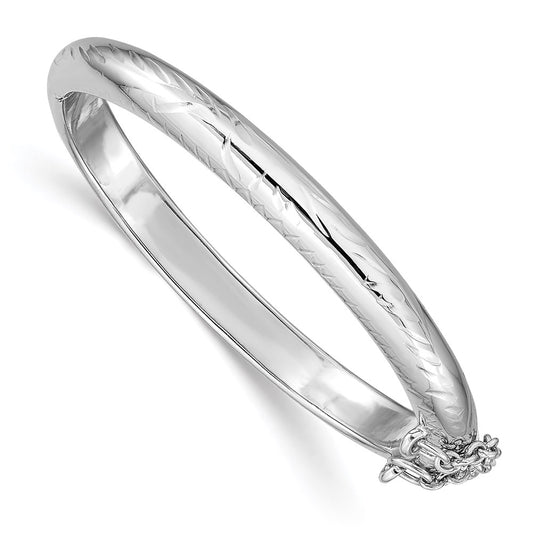 SS RH-plated Polished & D/C 5mm w/ Safety Hinged Children's Bangle