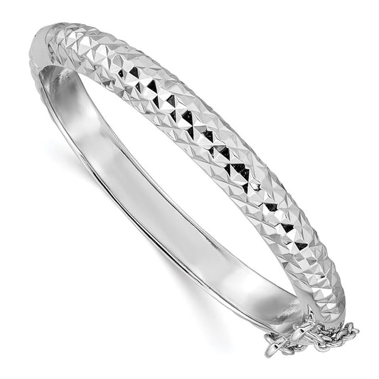 SS RH-plated Polished & D/C 5.5mm w/ Safety Hinged Children's Bangle