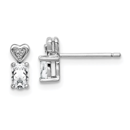 Sterling Silver Rhodium-plated White Topaz & Diam. Earrings