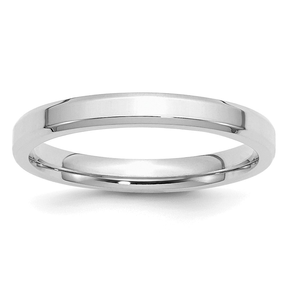 Sterling Silver Rhodium-plated 3mm Bevel Edge Size 11 Band