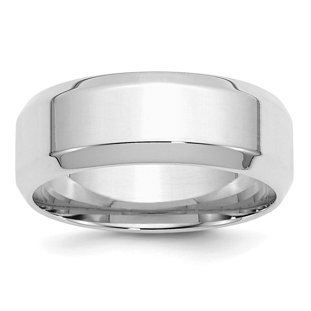 Sterling Silver Rhodium-plated 8mm Bevel Edge Size 13 Band