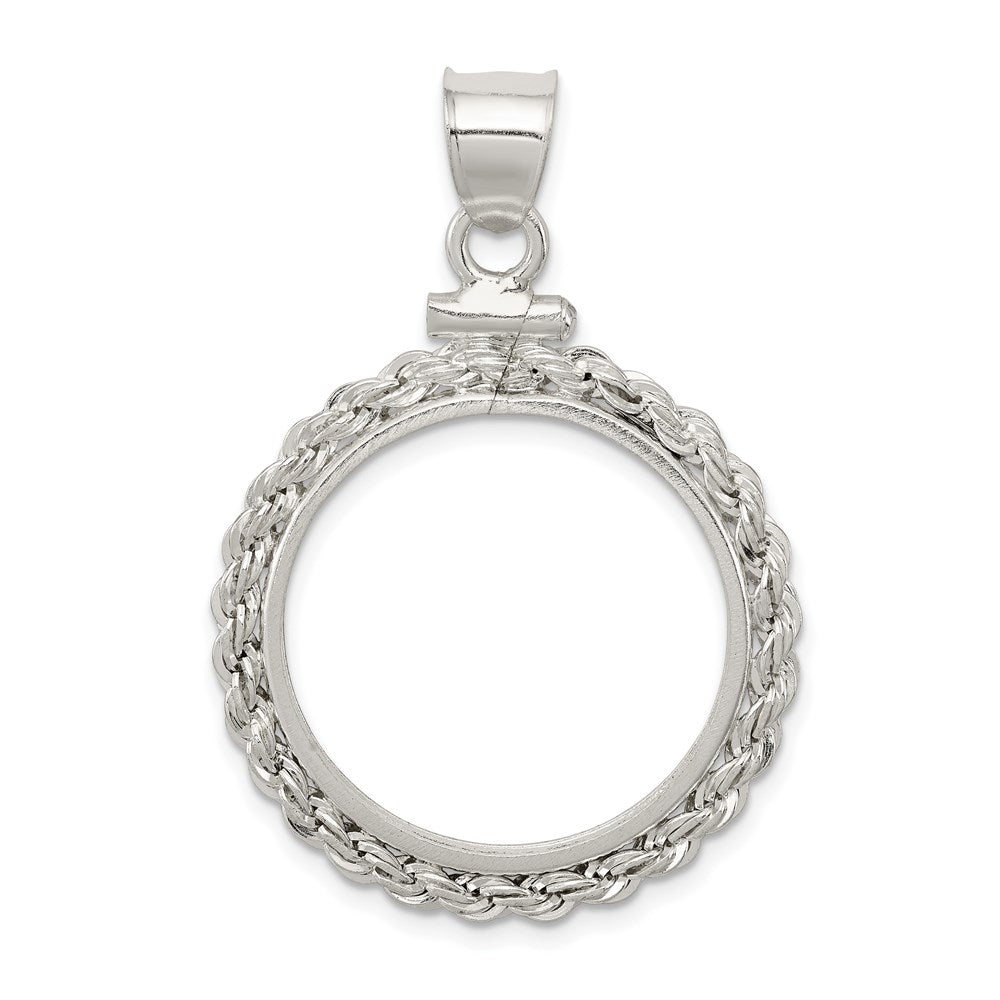 Sterling Silver 21.1 x 2mm $0.05 Screw Top Coin Rope Polished Bezel Pendant