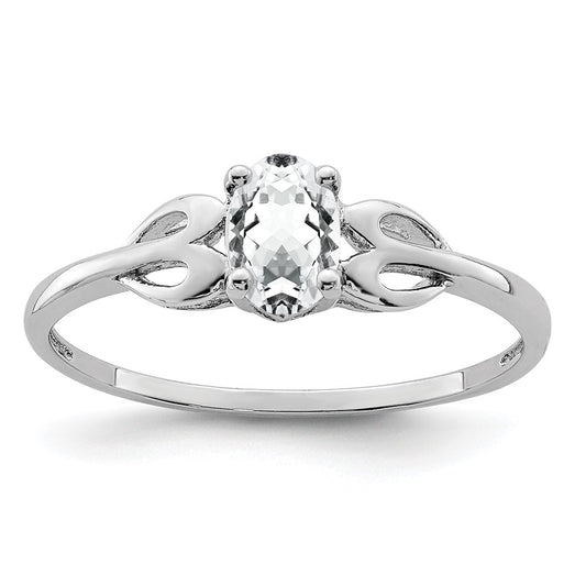 Sterling Silver Rhodium-plated White Topaz Ring