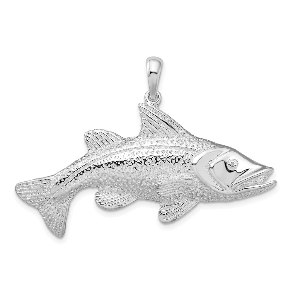 Sterling Silver Rhodium-plated Polished Red Fish Pendant