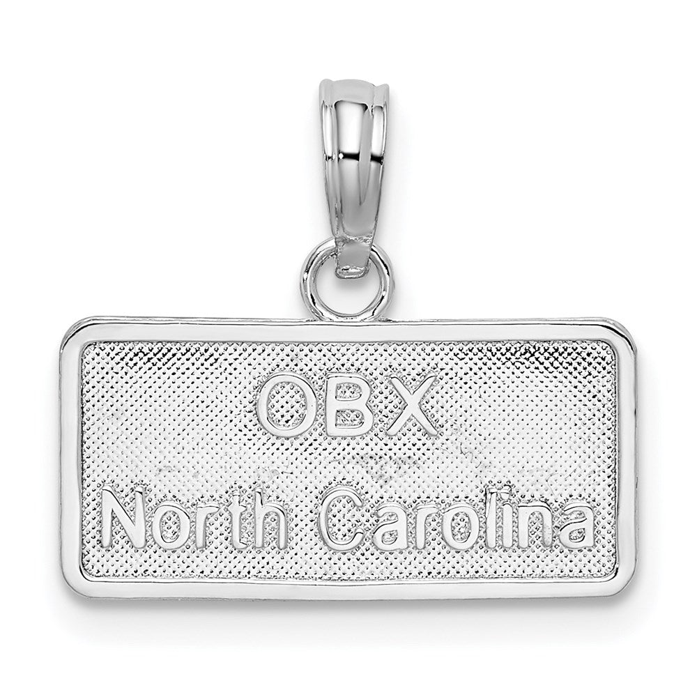 Sterling Silver Rhodium-plated OBX, North Carolina License Plate Pendant