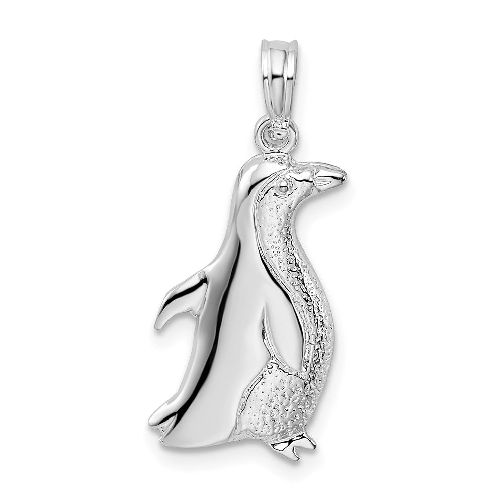 Sterling Silver Rhodium-plated Polished Penguin Pendant
