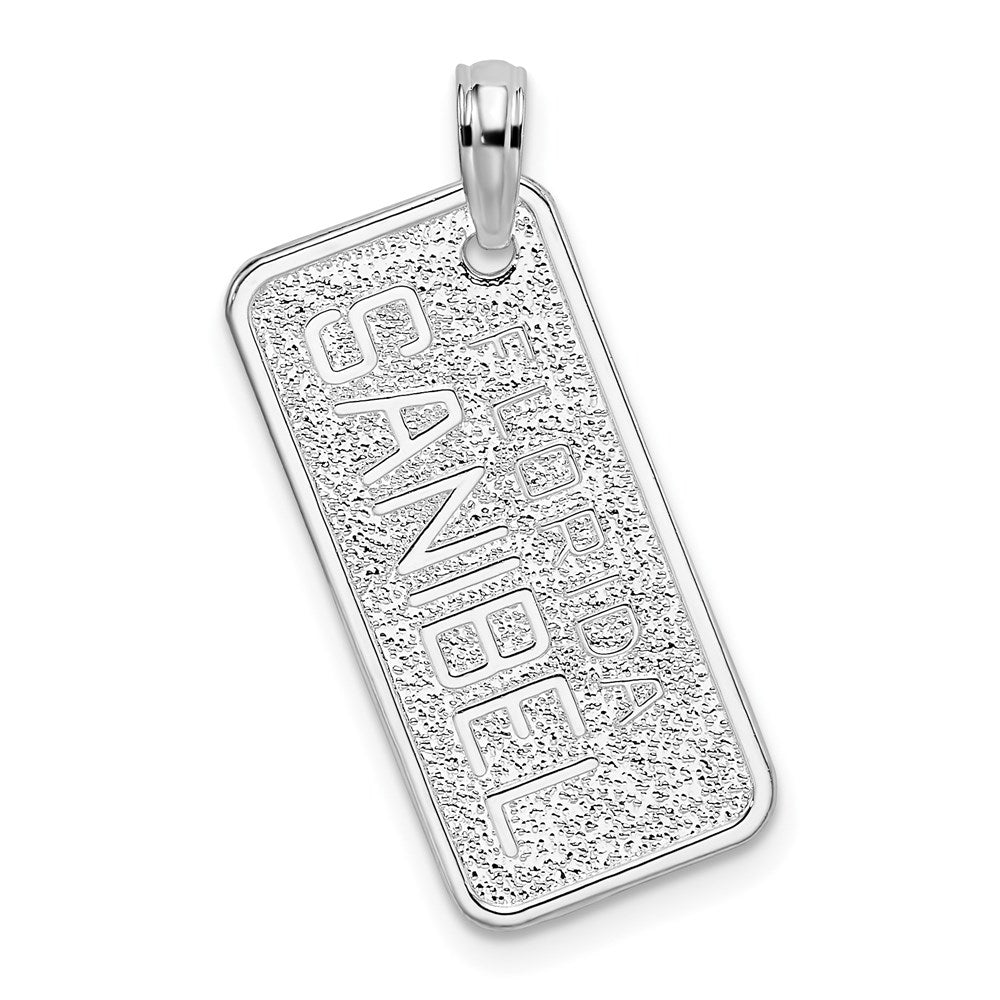 Sterling Silver Rhod-plated Textured Florida Sanibel License Plate Pendant