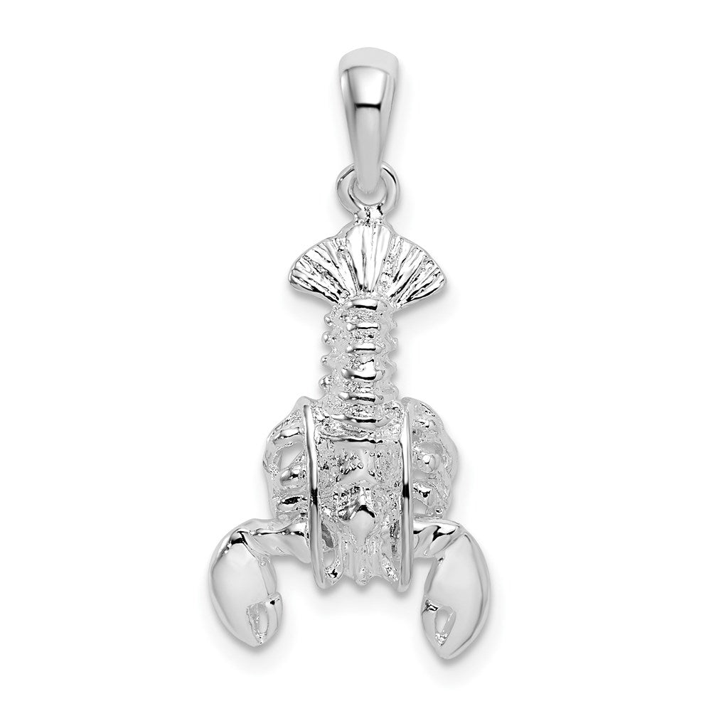 Sterling Silver Rhodium-plated Polished Moveable Lobster Pendant