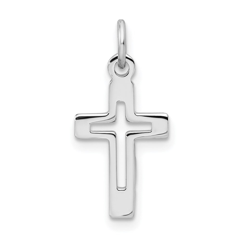 Sterling Silver Platinum-plated Cross Pendant