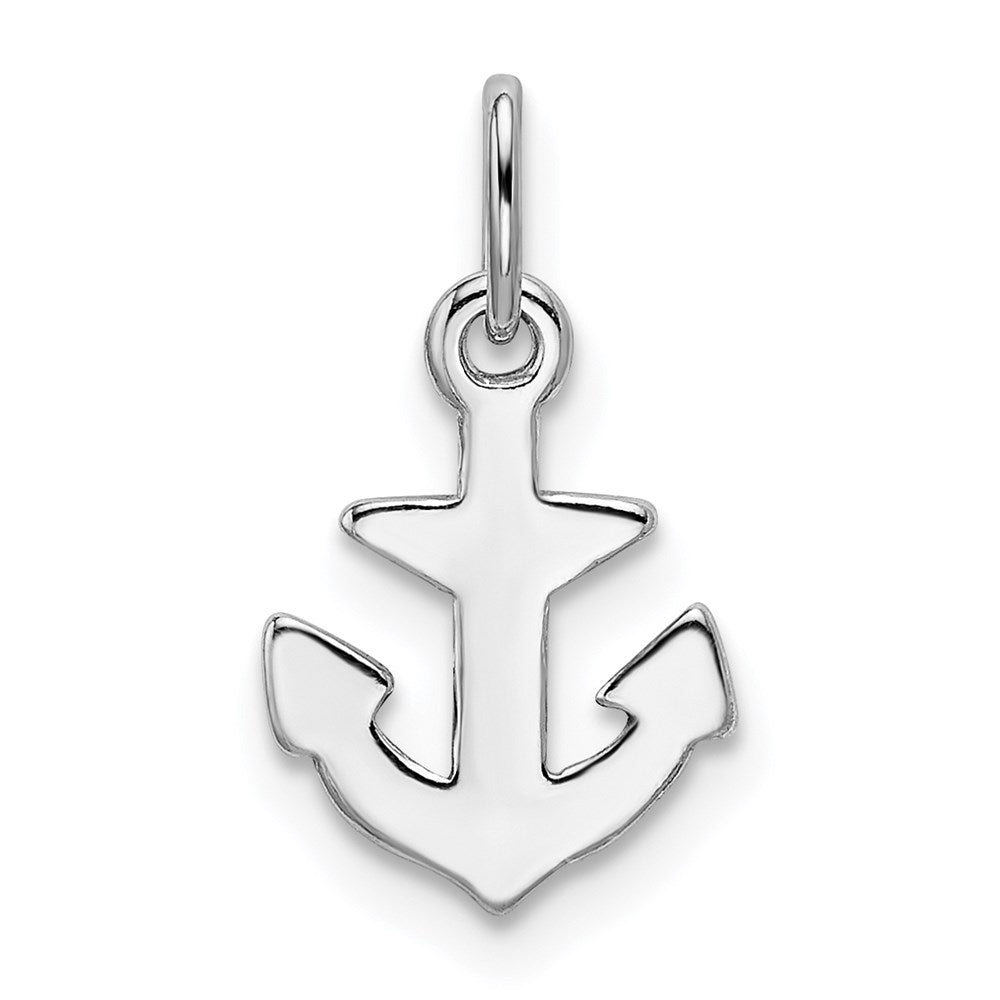 Sterling Silver Rhod-plated Polished Anchor Charm