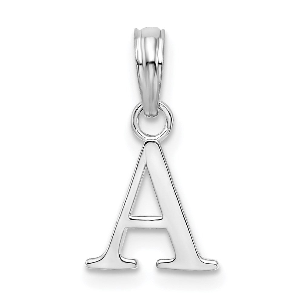 Sterling Silver Rhodium-plated Polished Block Initial -A- Pendant