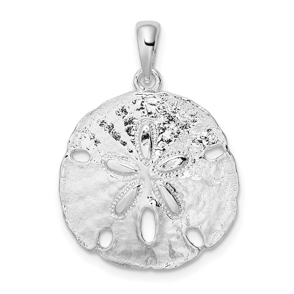 Sterling Silver Rhodium-plated Polished Large Sand Dollar Pendant