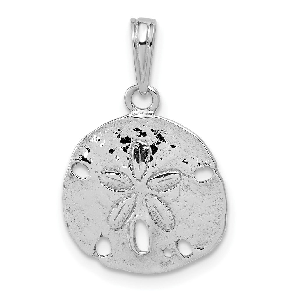 Sterling Silver Rhodium-plated Polished Sand Dollar Pendant