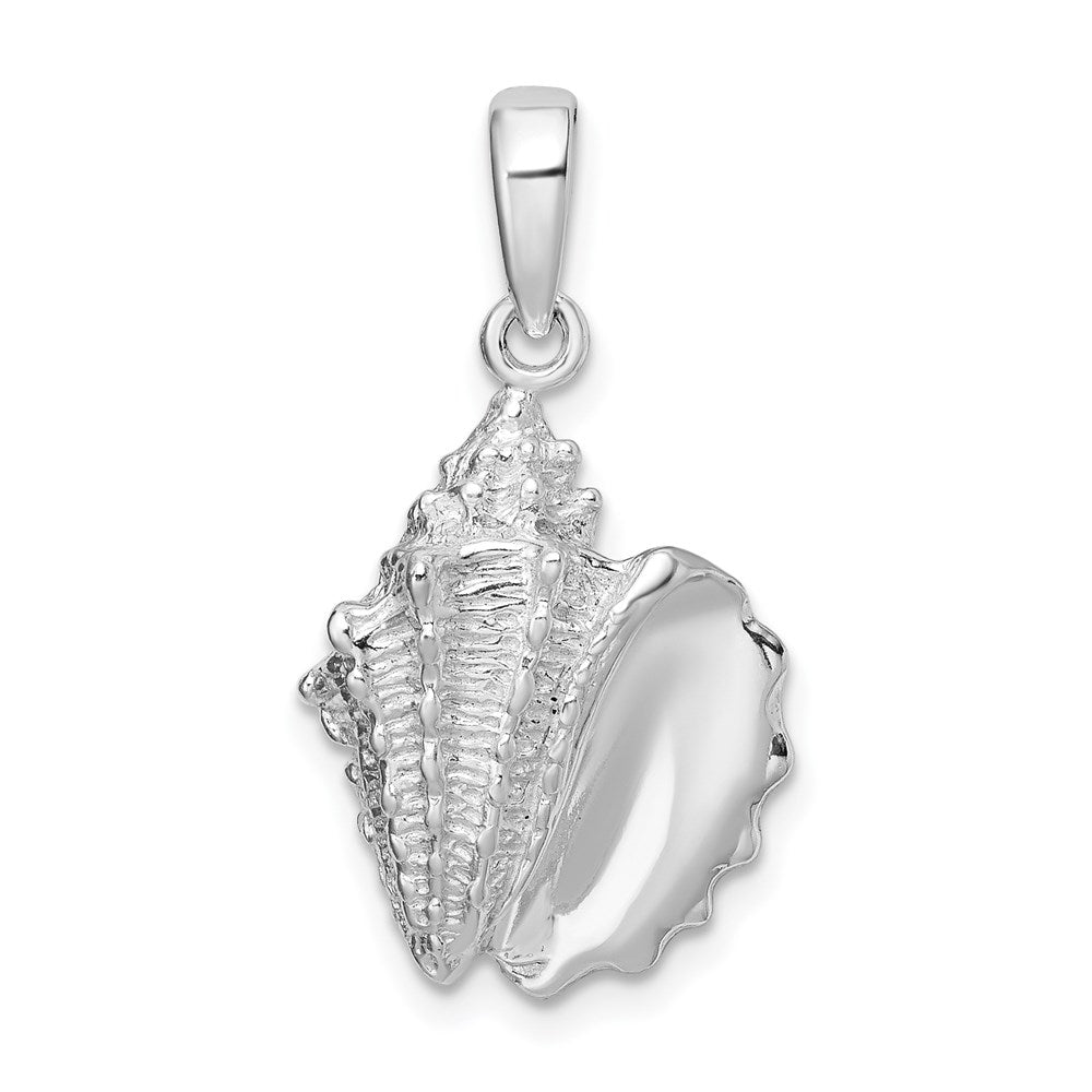 Sterling Silver Rhodium-plated Polished Conch Shell Pendant