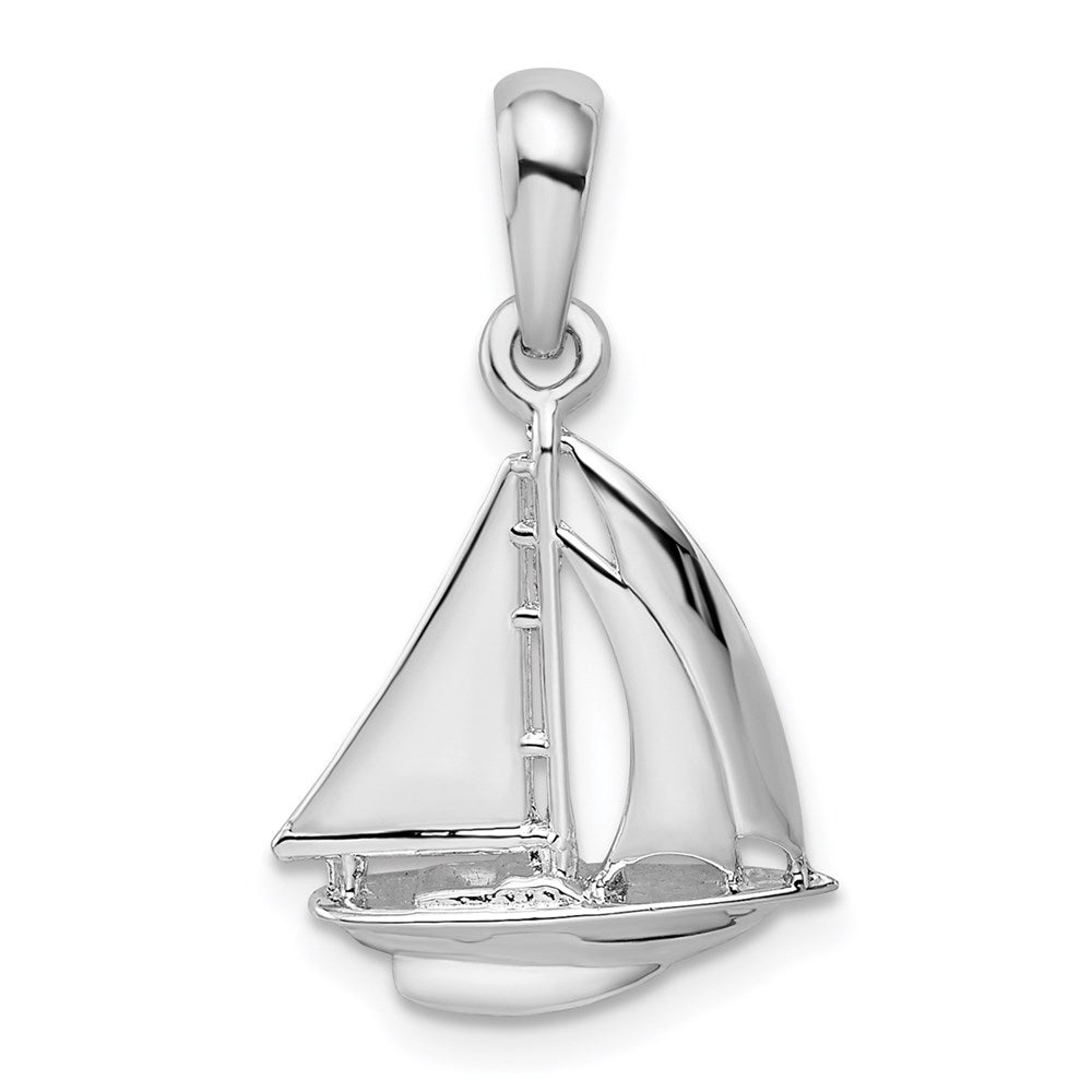 Sterling Silver Polished 3D Sailboat Pendant
