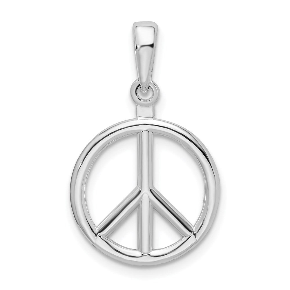 Sterling Silver Rhodium-plated Polished Peace Symbol Pendant