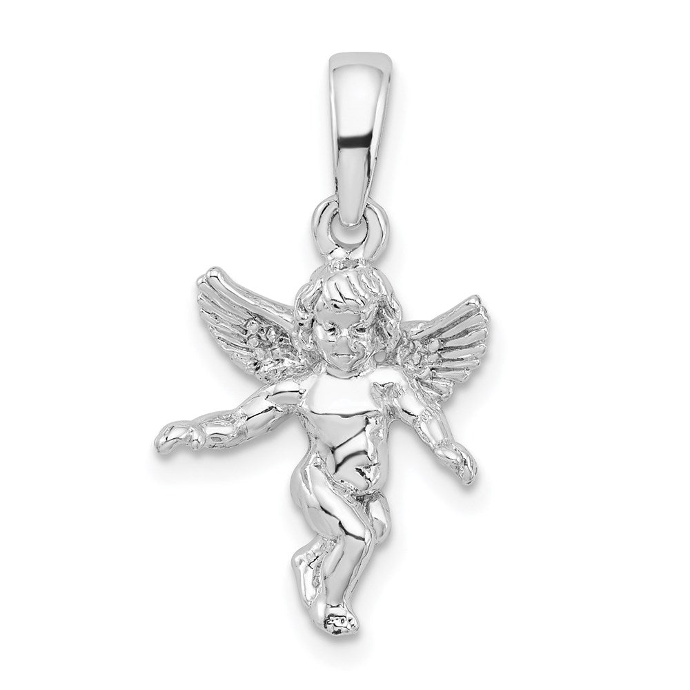 Sterling Silver Rhodium-plated Polished 3D Guardian Angel Pendant