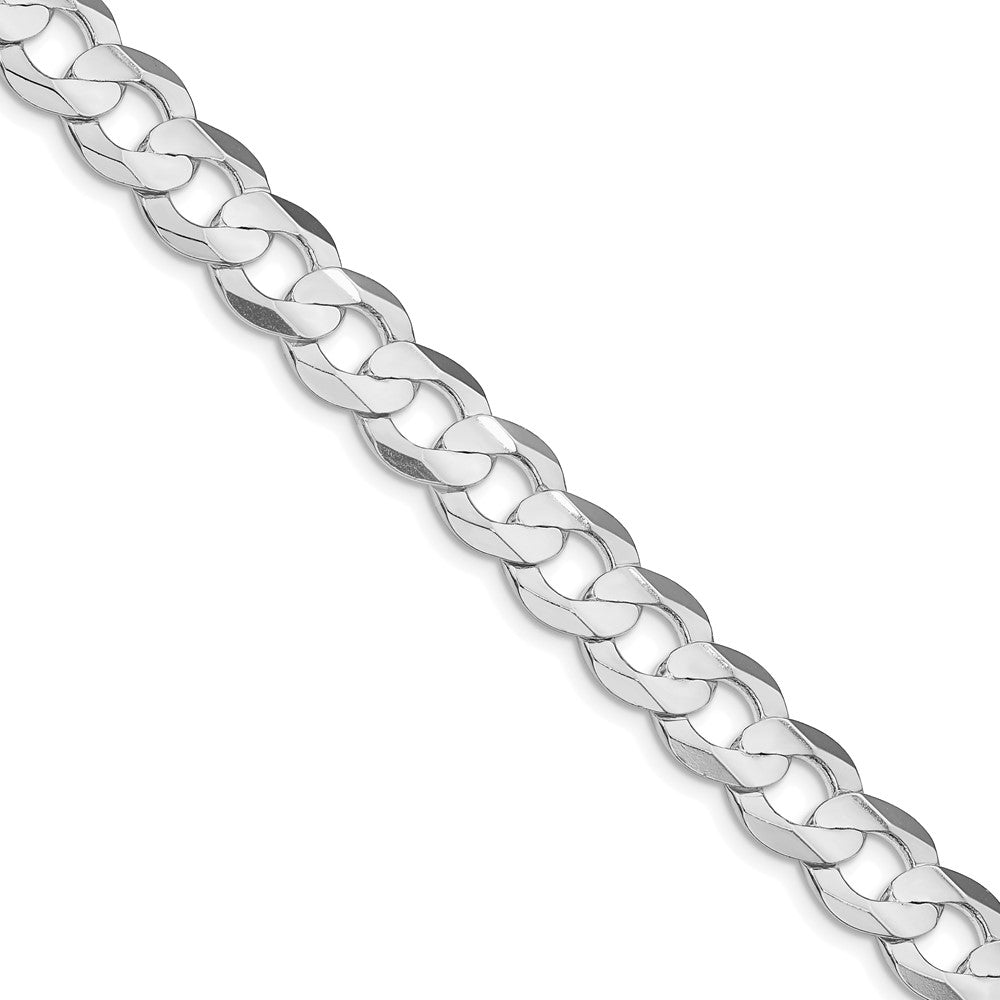 Sterling Silver Rhodium-plated 9.75mm Concave Beveled Curb Chain