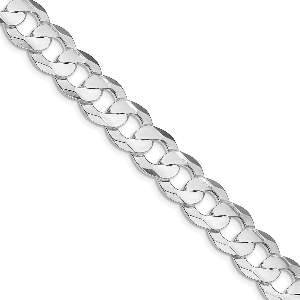 Sterling Silver Rhodium-plated 11.9mm Concave Beveled Curb Chain