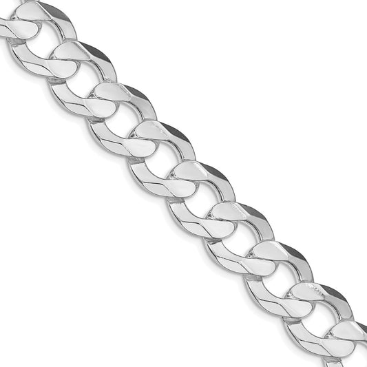 Sterling Silver Rhodium-plated 14.0mm Concave Beveled Curb Chain