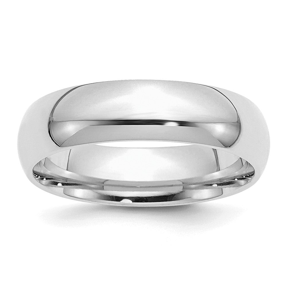 Sterling Silver Rhodium-plated 6mm Comfort Fit Size 6.5 Band