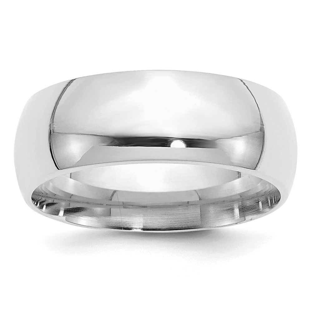 Sterling Silver Rhodium-plated 8mm Comfort Fit Size 5 Band