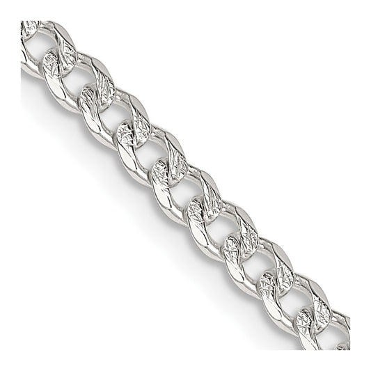 Sterling Silver 3.8mm Pavé Curb Chain