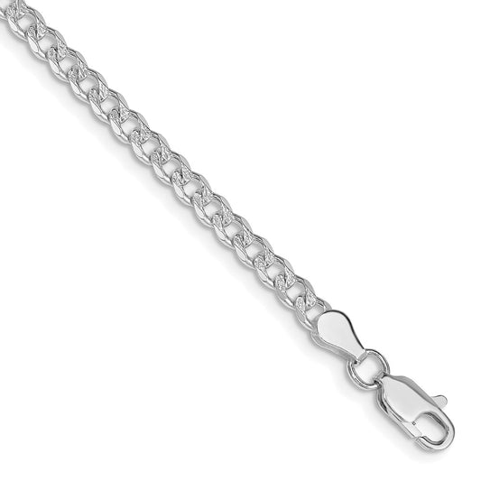 Sterling Silver Rhodium-plated 3.8mm Pavé Curb Chain
