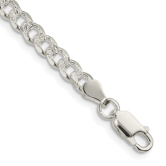 Sterling Silver 4.5mm Pavé Curb Chain