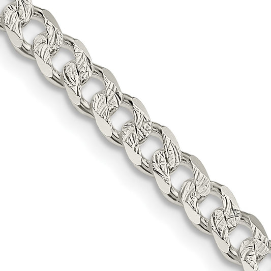 Sterling Silver 4.5mm Pavé Curb Chain