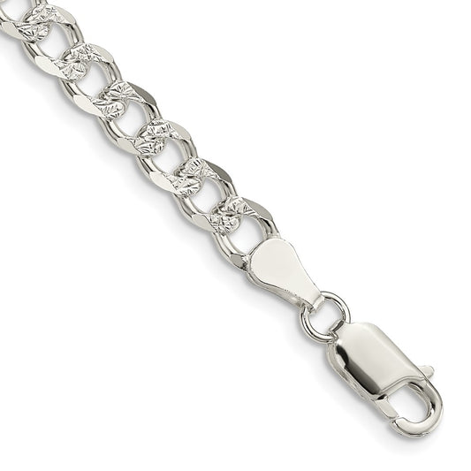 Sterling Silver 5.5mm Pavé Curb Chain