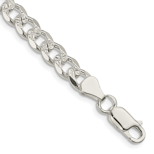 Sterling Silver 7mm Pavé Curb Chain