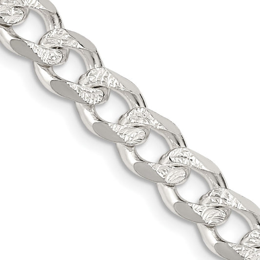 Sterling Silver 7.5mm Pavé Curb Chain