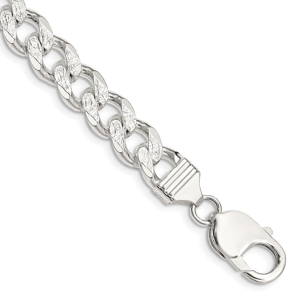 Sterling Silver 9.3mm Pavé Curb Chain