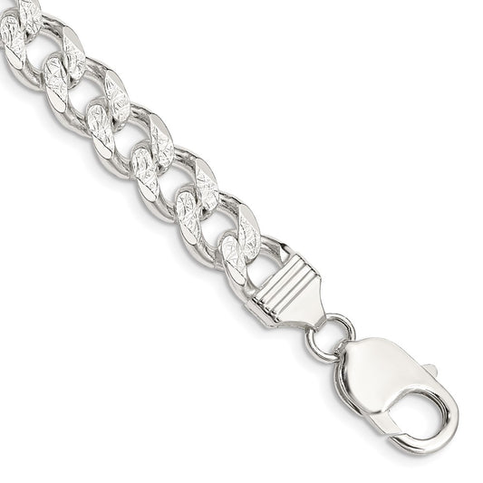 Sterling Silver 9.3mm Pavé Curb Chain