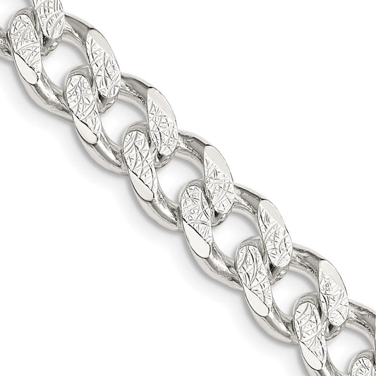 Sterling Silver 9.3mm Pavé Curb Chain