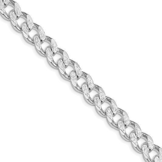 Sterling Silver Rhodium-plated 9.3mm Pavé Curb Chain