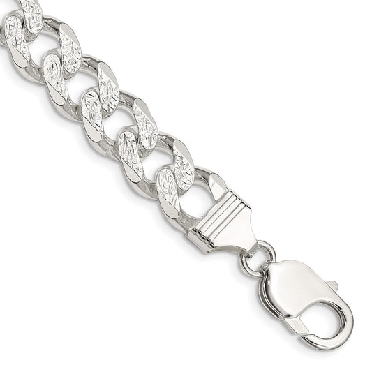 Sterling Silver 11.0mm Pavé Curb Chain