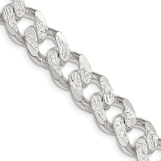 Sterling Silver 11.0mm Pavé Curb Chain