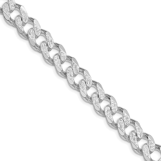 Sterling Silver Rhodium-plated 11.0mm Pavé Curb Chain
