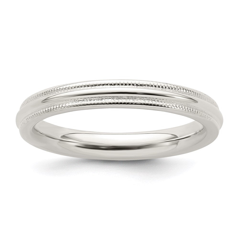 Sterling Silver 3mm Comfort Fit Milgrain Size 10.5 Band