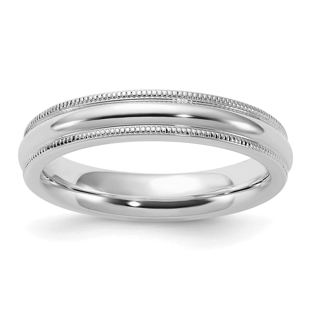 Sterling Silver Rhodium-plated 4mm Comfort Fit Milgrain Size 7 Band